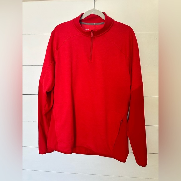 Under Armour Men’s Cold Gear Red Loose Quarter Zip Shirt Top Sweater X-Large - Picture 1 of 7